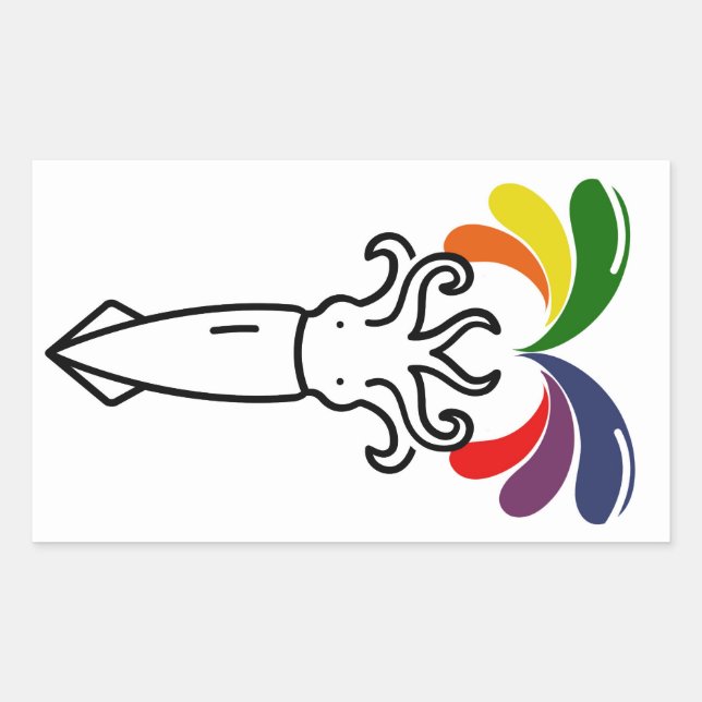 Cute Happy Rainbow Gay Pride Squid LGBTQ2S+ Sticker (Front)