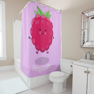 Cute happy raspberry cartoon illustration