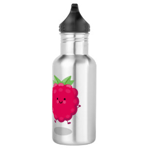 Cute happy raspberry cartoon illustration 532 ml water bottle