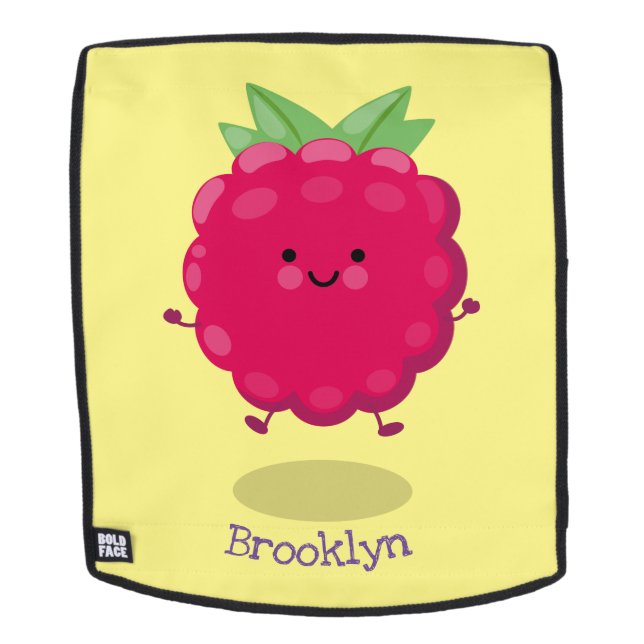 Cute happy raspberry cartoon illustration backpack (Removable Face)