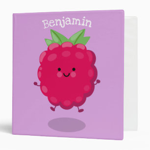 Cute happy raspberry cartoon illustration binder