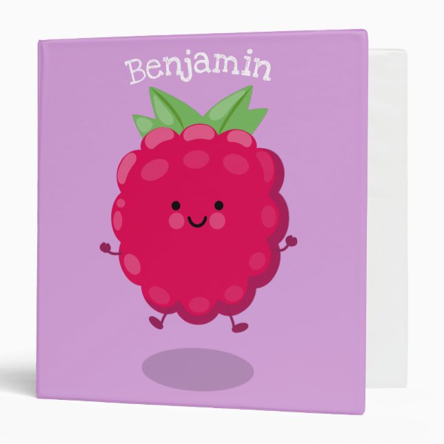 Cute happy raspberry cartoon illustration binder (Front/Inside)