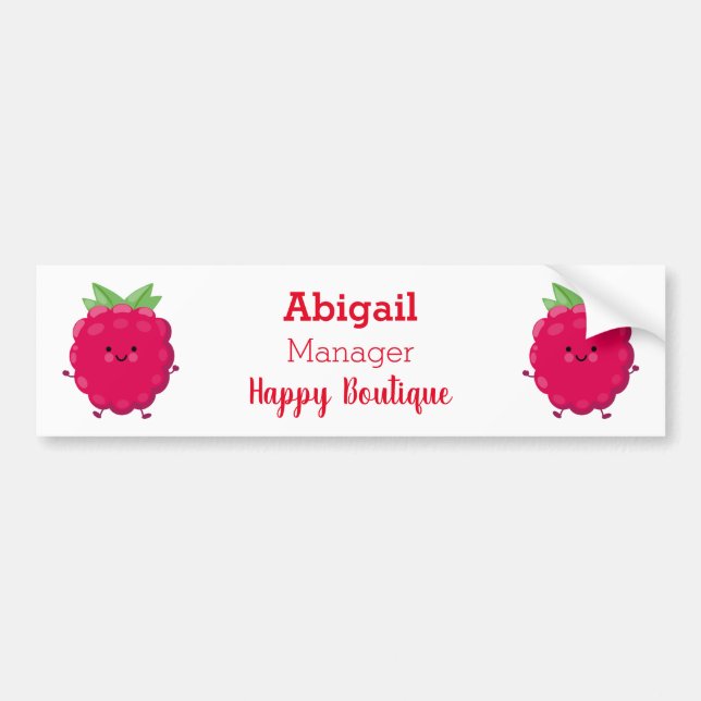 Cute happy raspberry cartoon illustration  bumper sticker (Front)