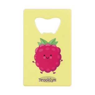Cute happy raspberry cartoon illustration credit card bottle opener