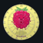 Cute happy raspberry cartoon illustration dartboard<br><div class="desc">Enjoy your day with this cute little raspberry character done in cartoon illustration style. Lots of fruity fun!</div>
