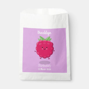 Cute happy raspberry cartoon illustration favour bag