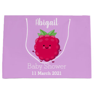 Cute happy raspberry cartoon illustration large gift bag