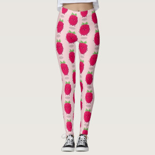 Cute happy raspberry cartoon illustration leggings