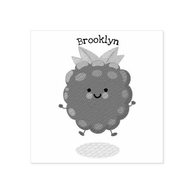 Cute happy raspberry cartoon illustration rubber stamp (Imprint)