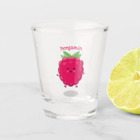 Cute happy raspberry cartoon illustration