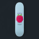 Cute happy raspberry cartoon illustration skateboard<br><div class="desc">Enjoy your day with this cute little raspberry character done in cartoon illustration style. Lots of fruity fun!</div>
