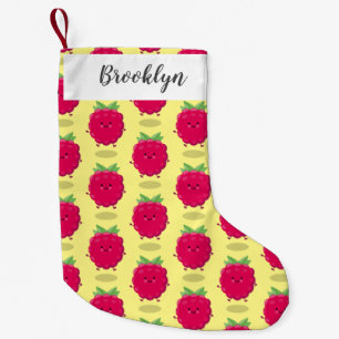 Cute happy raspberry cartoon illustration small christmas stocking