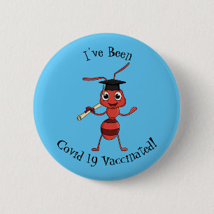 Cute happy red ant cartoon 2 inch round button
