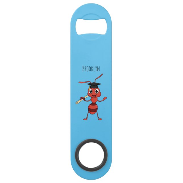 Cute happy red ant cartoon  bar key (Front)