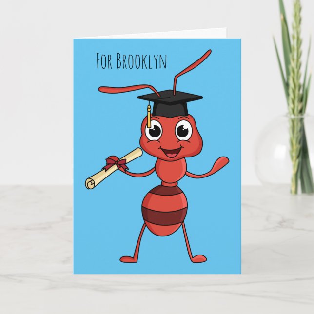Cute happy red ant cartoon card (Front)