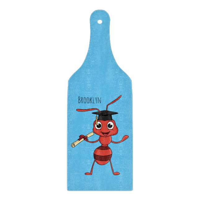Cute happy red ant cartoon  cutting board (Front)