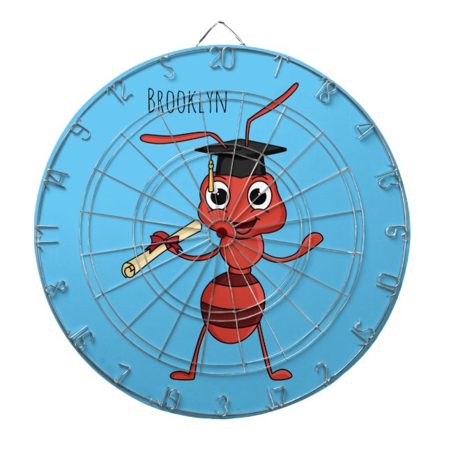 Cute happy red ant cartoon dartboard (Front)