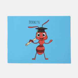 Cute happy red ant cartoon  doormat