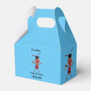 Cute happy red ant cartoon favor box