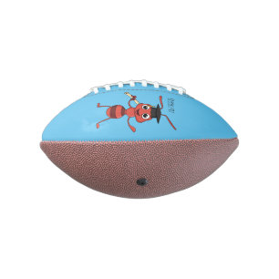Cute happy red ant cartoon football