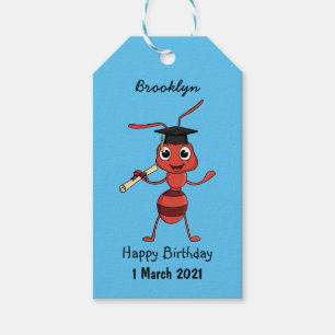 Cute happy red ant cartoon  gift tags