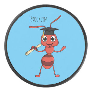 Cute happy red ant cartoon  hockey puck