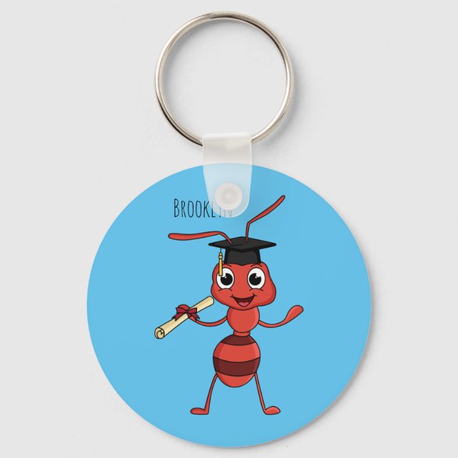 Cute happy red ant cartoon  keychain (Front)