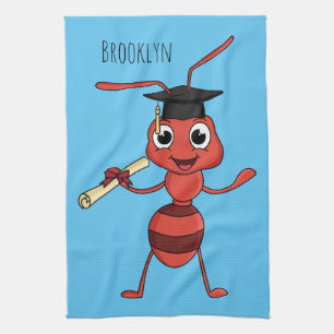 Cute happy red ant cartoon kitchen towel