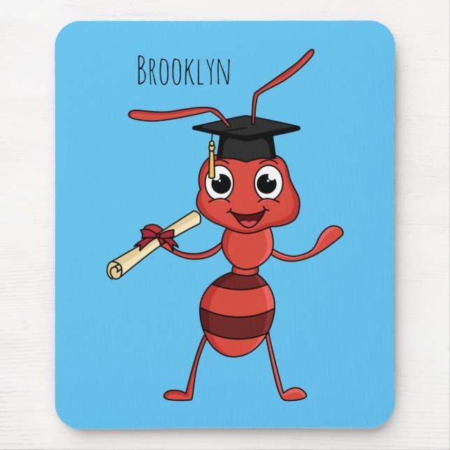 Cute happy red ant cartoon mouse pad (Front)