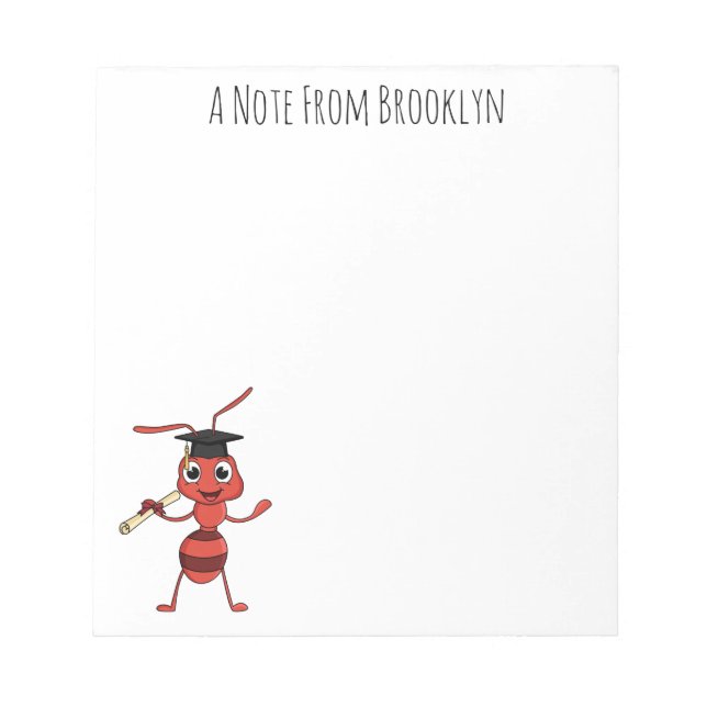 Cute happy red ant cartoon  notepad (Front)