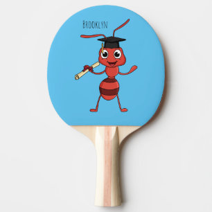 Cute happy red ant cartoon  ping pong paddle