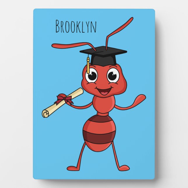 Cute happy red ant cartoon   plaque (Front)