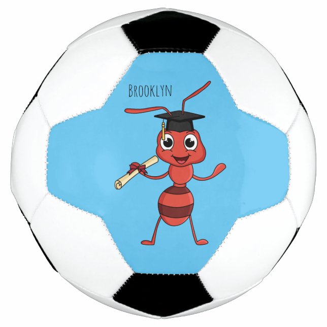 Cute happy red ant cartoon  soccer ball (Front)