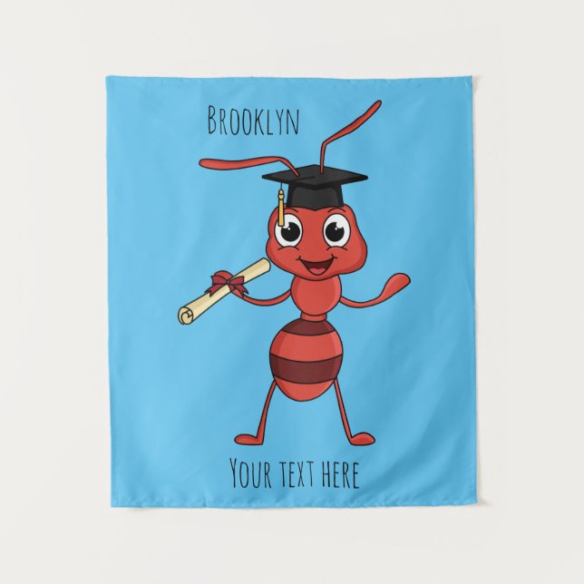 Cute happy red ant cartoon  tapestry (Front)
