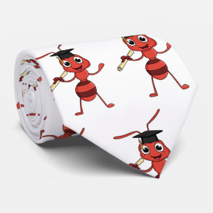 Cute happy red ant cartoon tie
