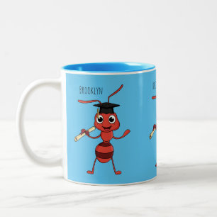 Cute happy red ant cartoon  Two-Tone coffee mug