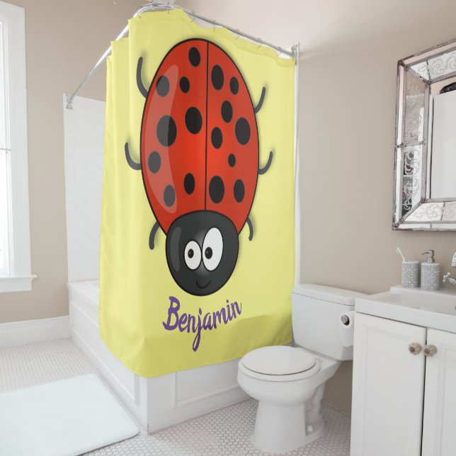 Cute happy red ladybug cartoon illustration (In Situ)