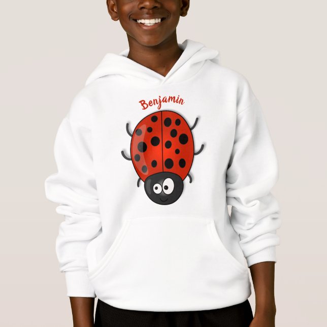 Cute happy red ladybug cartoon illustration (Front)