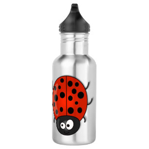 Cute happy red ladybug cartoon illustration 532 ml water bottle