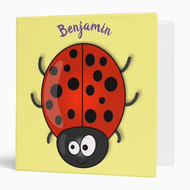Cute happy red ladybug cartoon illustration binder (Front/Inside)