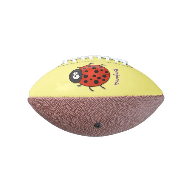 Cute happy red ladybug cartoon illustration football (Rotated 270)
