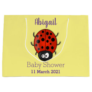 Cute happy red ladybug cartoon illustration large gift bag