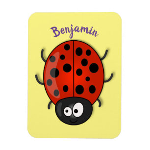 Cute happy red ladybug cartoon illustration magnet