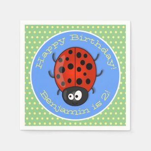 Cute happy red ladybug cartoon illustration napkin