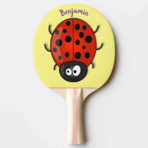 Cute happy red ladybug cartoon illustration ping pong paddle