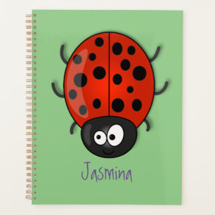 Cute happy red ladybug cartoon illustration planner
