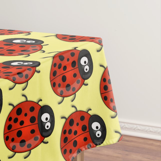 Cute happy red ladybug cartoon illustration tablecloth (In Situ)