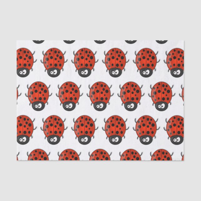 Cute happy red ladybug cartoon illustration tissue paper (Front)