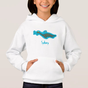 Cute, happy sea monster plesiosaur cartoon