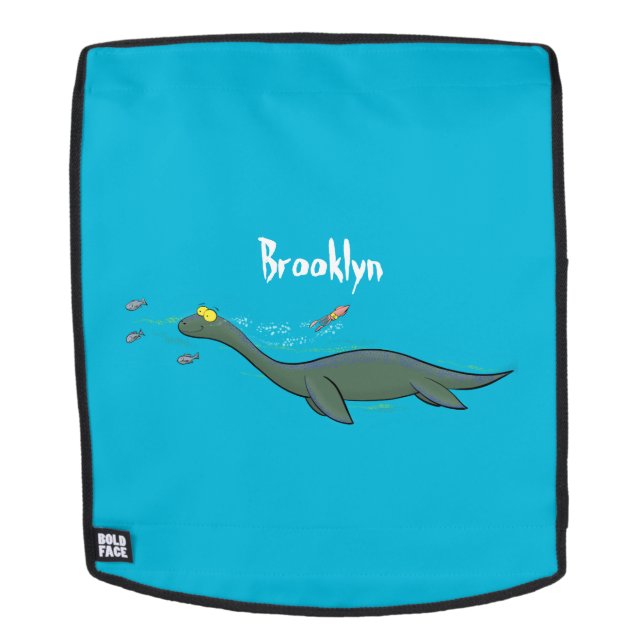 Cute, happy sea monster plesiosaur cartoon backpack (Removable Face)